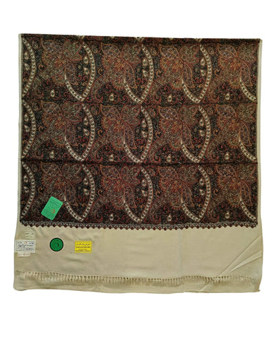 شال كشميري فاخر بني مطرز طول مترين شال كشميري فاخر بني مطرز طول مترين