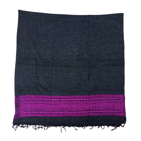 شال كشميري صوف اسود ناعم حزام نقش سداسي موف - Lagonna | لاقونا شال كشميري صوف اسود ناعم حزام نقش سداسي موف - Lagonna | لاقونا