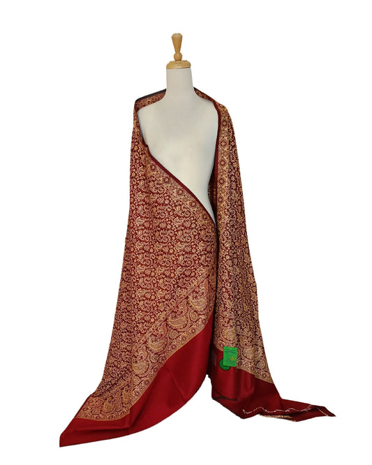 شال كشميري أحمر فاخر