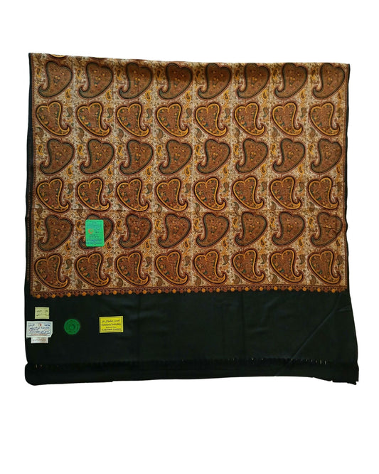 شال كشميري ملكي أسود مطرز