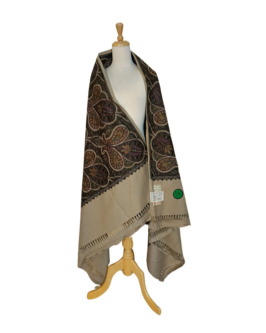 شال كشميري فاخر باللون البني