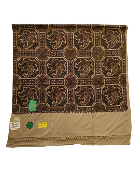 شال كشميري فاخر باللون البني