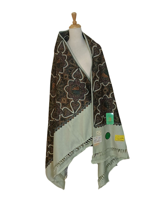 شال كشميري فاخر باللون التفاحي