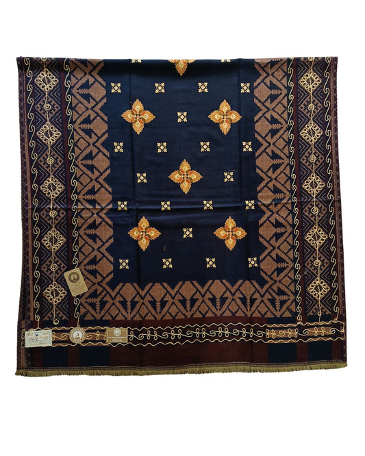 شال كشميري تراثي كحلي و عودي