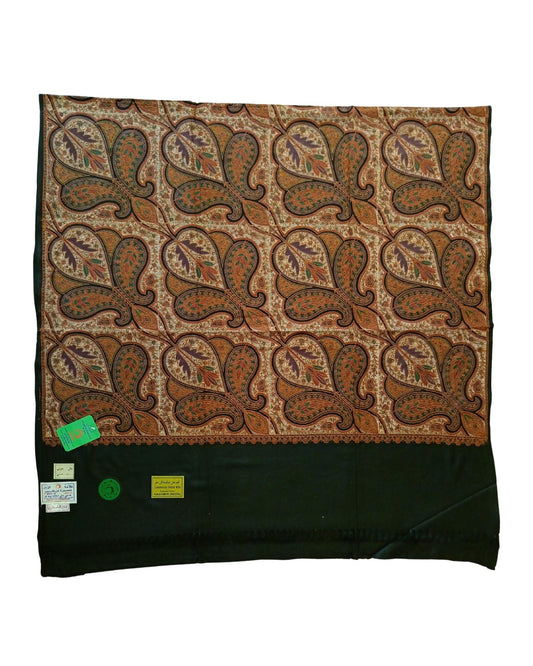 شال كشميري فاخر اسود مطرز طول مترين