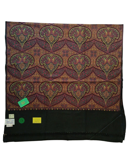 شال كشميري فاخر اسود مطرز طول مترين