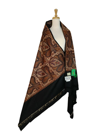 شال كشميري فاخر اسود مطرز طول مترين شال كشميري فاخر اسود مطرز طول مترين