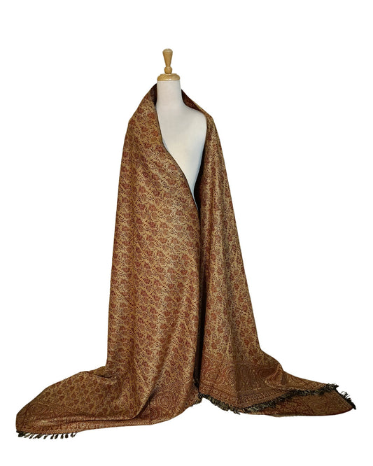 شال كشميري أحمر فاخر بوجهين