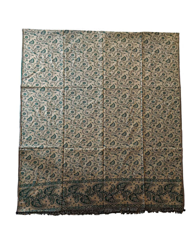 شال كشميري أخضر عشبي فاخر بوجهين شال كشميري أخضر عشبي فاخر بوجهين