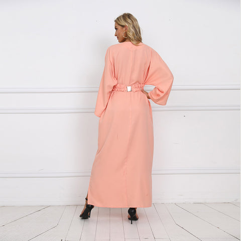 جلابية فستان مطرز بحزام للخصر - Lagonna | لاقونا جلابية فستان مطرز بحزام للخصر - Lagonna | لاقونا