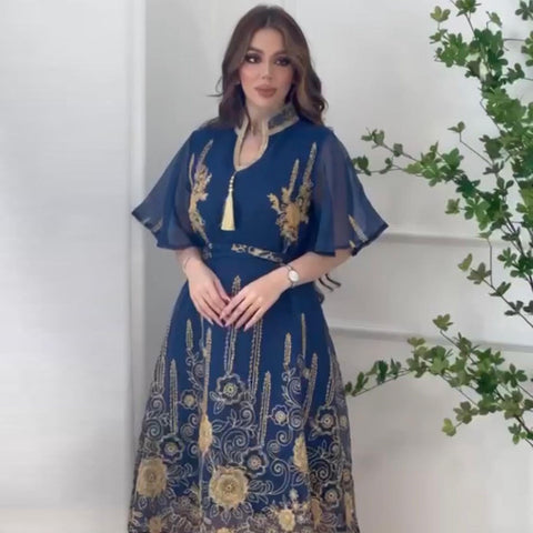 جلابية عصرية مطرزة تنورة كشكش - Lagonna | لاقونا جلابية عصرية مطرزة تنورة كشكش - Lagonna | لاقونا