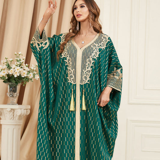 جلابية قطنية تصميم دراعة تطريز برونزي - Lagonna | لاقونا