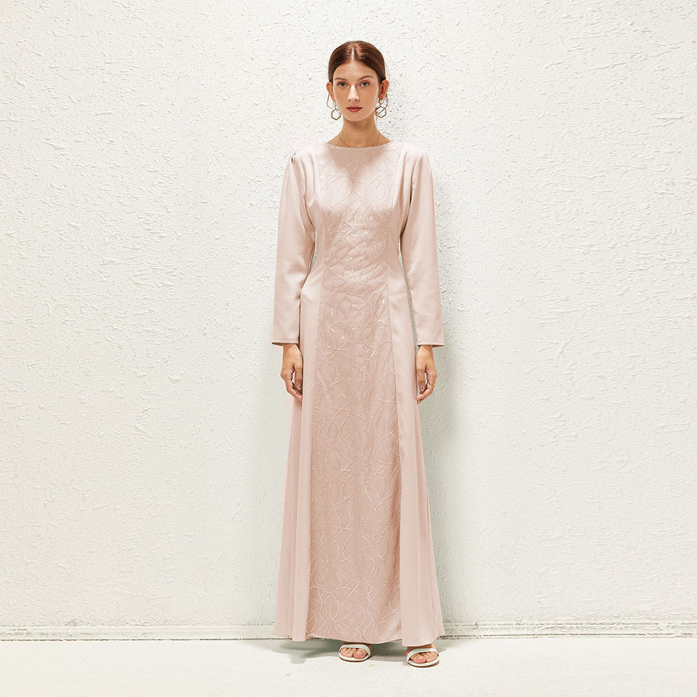 فستان انيق تصميم خليجي بتطريز كامل القطعه من الامام - Lagonna | لاقونا فستان انيق تصميم خليجي بتطريز كامل القطعه من الامام - Lagonna | لاقونا