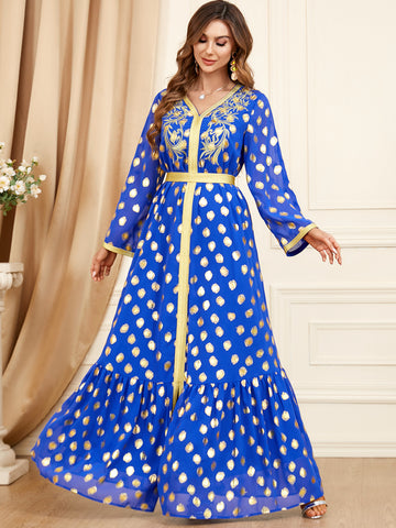 جلابية قفطان تطريز مذهب كشكش - Lagonna | لاقونا جلابية قفطان تطريز مذهب كشكش - Lagonna | لاقونا