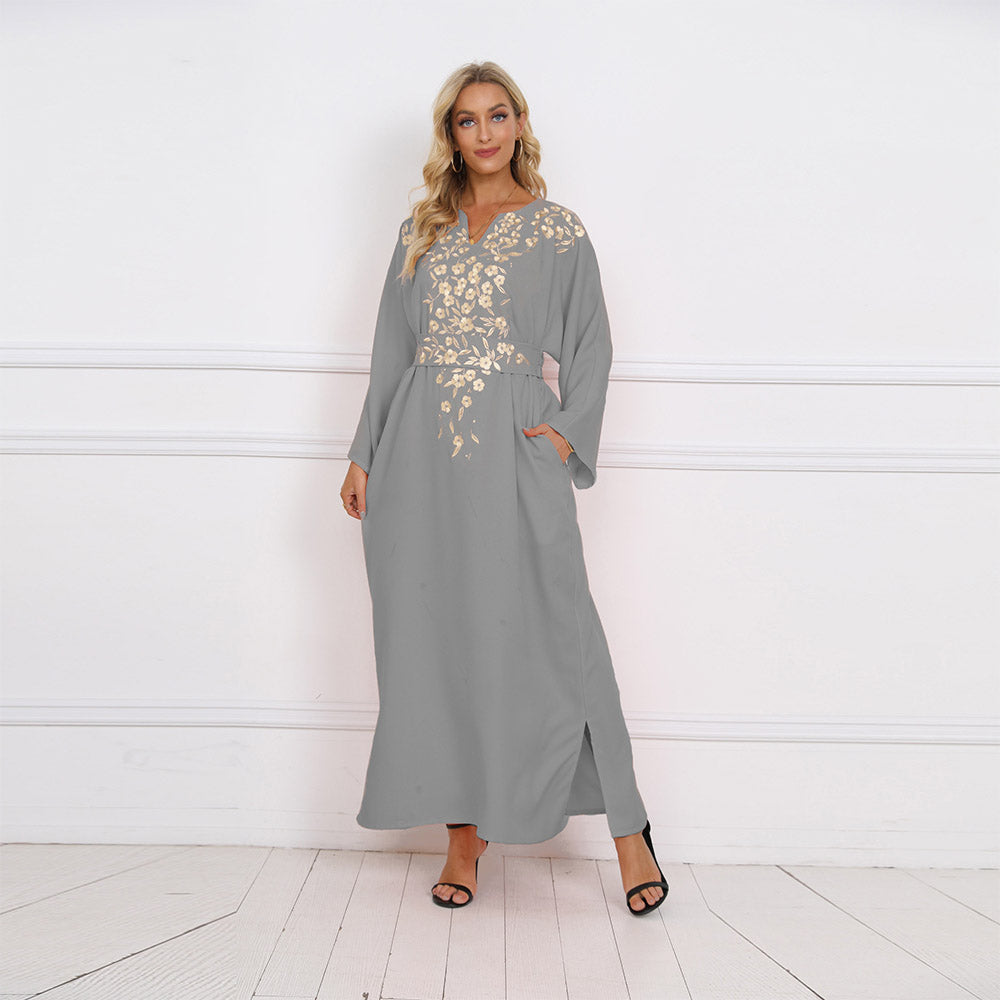 جلابية فستان مطرز بحزام للخصر - Lagonna | لاقونا جلابية فستان مطرز بحزام للخصر - Lagonna | لاقونا