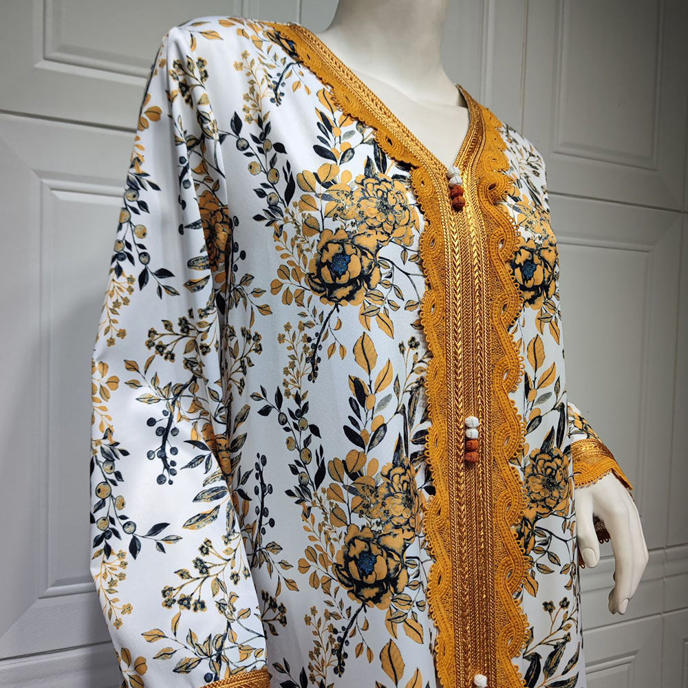 جلابية سهرة مشجرة انيقة و تطريز نحاسي - Lagonna | لاقونا جلابية سهرة مشجرة انيقة و تطريز نحاسي - Lagonna | لاقونا