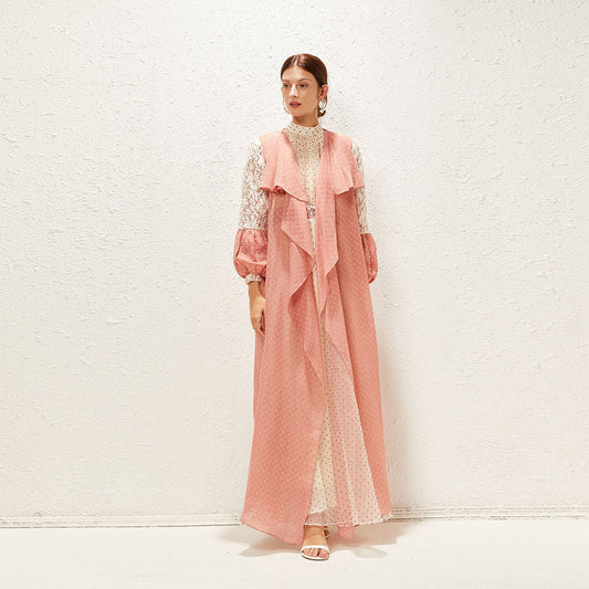 جلابية شيفون مطرزة أنيق وفضفاض - Lagonna | لاقونا