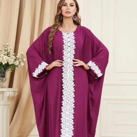 جلابية قطن تصميم دراعة كويتي لون موف - Lagonna | لاقونا جلابية قطن تصميم دراعة كويتي لون موف - Lagonna | لاقونا