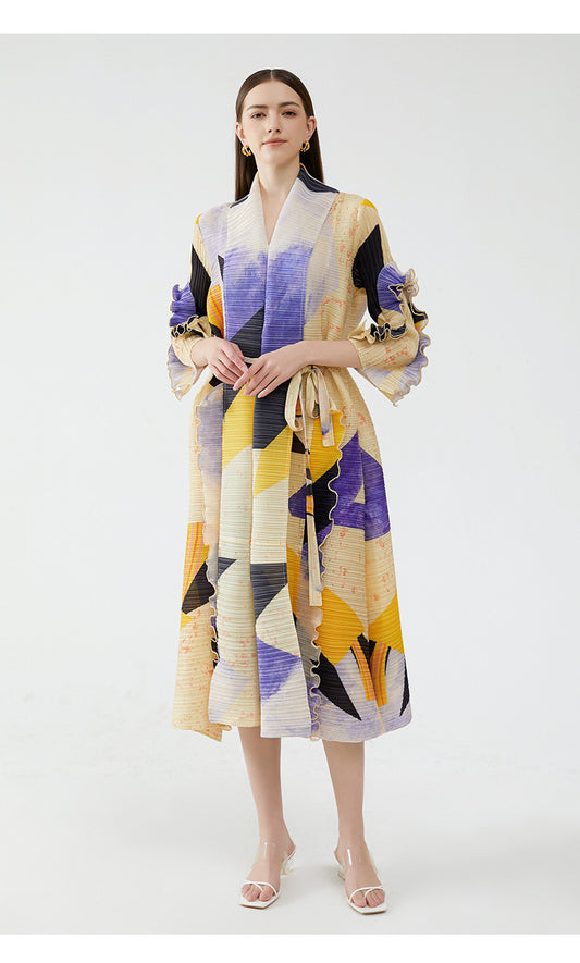 فستان نمط الازياء الكورية مع حزام و الوان متناغمه - Lagonna | لاقونا