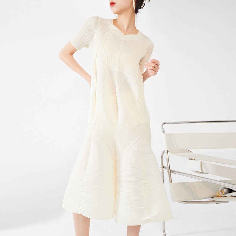 فستان تصميم كروي اكمام قصيرة متعدد الالوان - Lagonna | لاقونا
