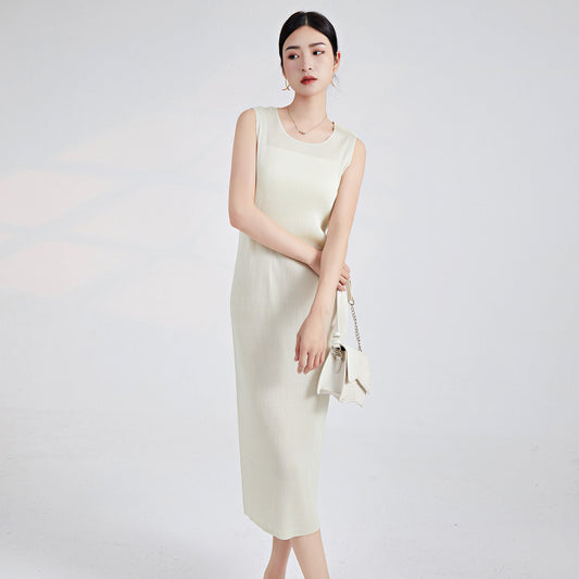 فستان ناعم و انيق عصري تصميم ازياء كورية بدون اكمام ميدي - Lagonna | لاقونا