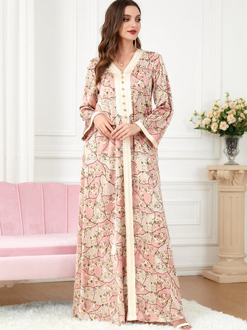 جلابية مشجرة تفاحي و وردي - Lagonna | لاقونا جلابية مشجرة تفاحي و وردي - Lagonna | لاقونا