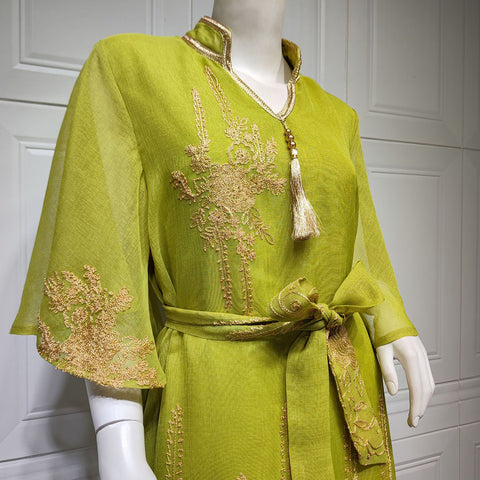 جلابية عصرية مطرزة تنورة كشكش - Lagonna | لاقونا جلابية عصرية مطرزة تنورة كشكش - Lagonna | لاقونا