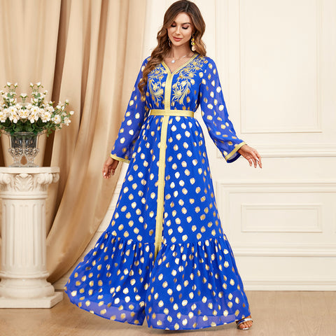 جلابية قفطان تطريز مذهب كشكش - Lagonna | لاقونا جلابية قفطان تطريز مذهب كشكش - Lagonna | لاقونا