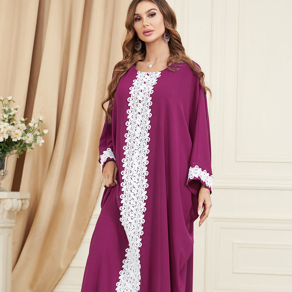 جلابية قطن تصميم دراعة كويتي لون موف - Lagonna | لاقونا جلابية قطن تصميم دراعة كويتي لون موف - Lagonna | لاقونا