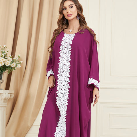 جلابية قطن تصميم دراعة كويتي لون موف - Lagonna | لاقونا جلابية قطن تصميم دراعة كويتي لون موف - Lagonna | لاقونا