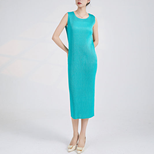 فستان ناعم و انيق عصري تصميم ازياء كورية بدون اكمام ميدي - Lagonna | لاقونا