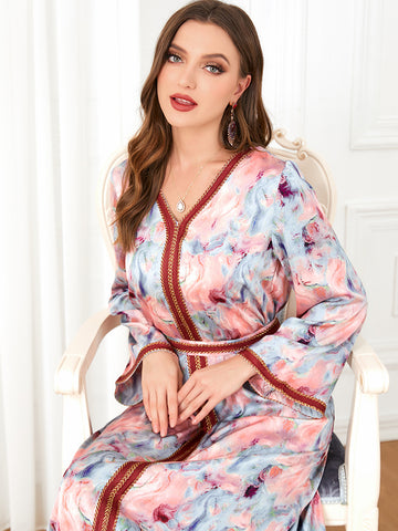 جلابية مشجرة زهور قفطان - Lagonna | لاقونا جلابية مشجرة زهور قفطان - Lagonna | لاقونا