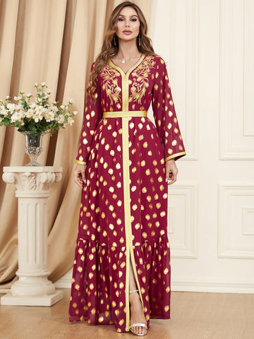 جلابية قفطان تطريز مذهب كشكش - Lagonna | لاقونا جلابية قفطان تطريز مذهب كشكش - Lagonna | لاقونا