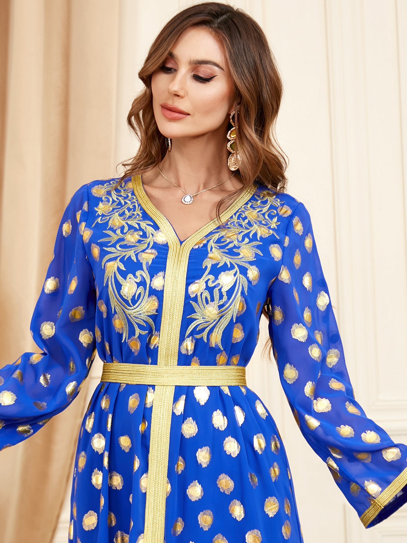 جلابية قفطان تطريز مذهب كشكش - Lagonna | لاقونا جلابية قفطان تطريز مذهب كشكش - Lagonna | لاقونا