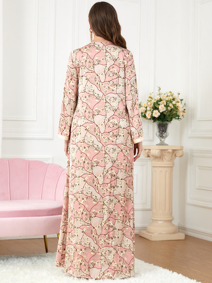 جلابية مشجرة تفاحي و وردي - Lagonna | لاقونا جلابية مشجرة تفاحي و وردي - Lagonna | لاقونا