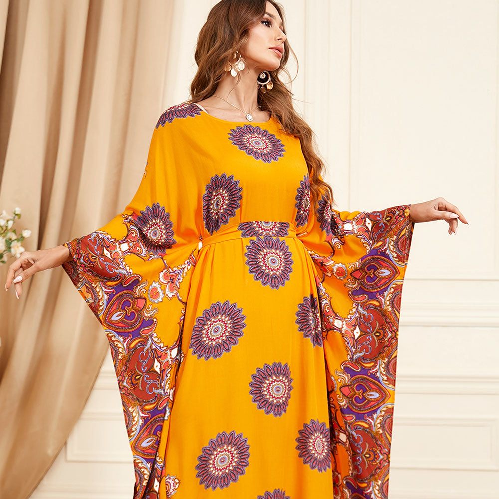 جلابية قطنية مخصرة لون برتقالي مشجرة - Lagonna | لاقونا جلابية قطنية مخصرة لون برتقالي مشجرة - Lagonna | لاقونا