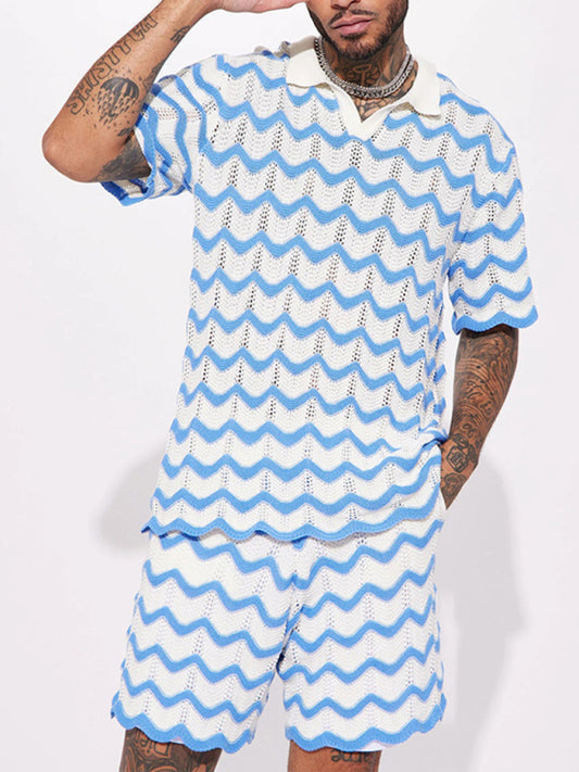 طقم بياقة قطن حائك للرجال