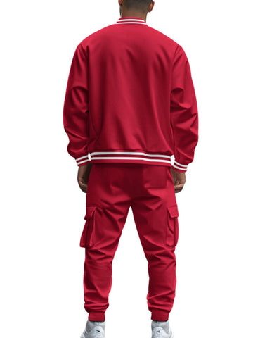 طقم جاكيت بيسبول وبنطال رجالي كاجوال طقم جاكيت بيسبول وبنطال رجالي كاجوال