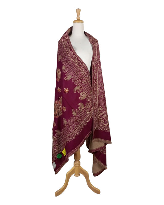 شال عودي بنقش ذهبي لوزة شرقية و اطراف منقوشة ذهبي - Lagonna | لاقونا