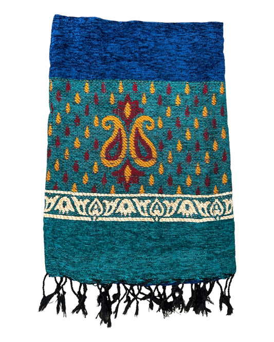 شال كشميري شتوي صوف لون ازرق و فيروزي - Lagonna | لاقونا