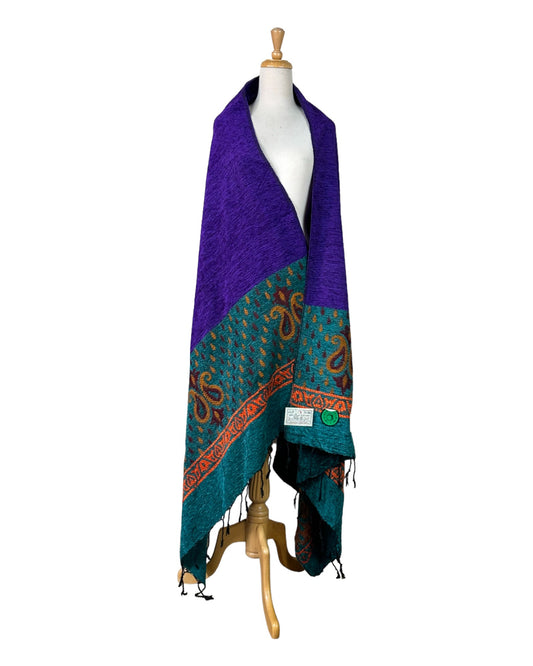 شال كشميري شتوي صوف موف و فيروزي - Lagonna | لاقونا