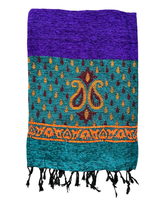 شال كشميري شتوي صوف موف و فيروزي - Lagonna | لاقونا