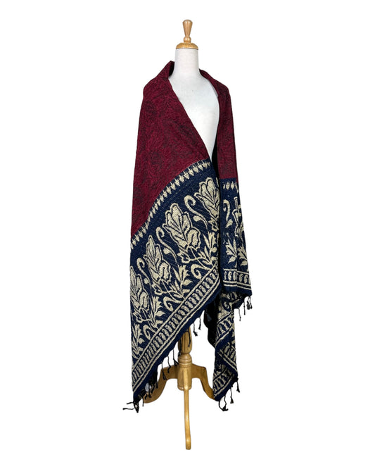 شال شتوي كشميري عودي و كحلي صوف - Lagonna | لاقونا