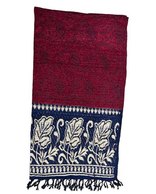 شال شتوي كشميري عودي و كحلي صوف - Lagonna | لاقونا