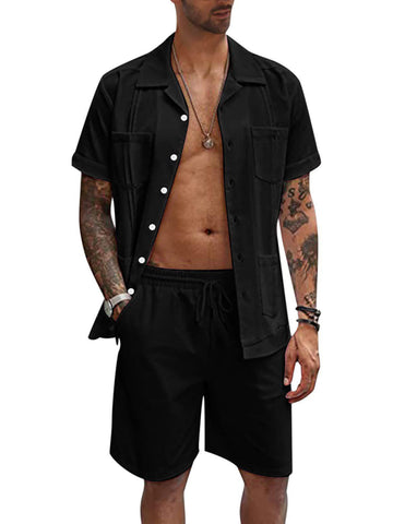 قطعتين قميص و شورت كتان رجالي - Lagonna | لاقونا قطعتين قميص و شورت كتان رجالي - Lagonna | لاقونا