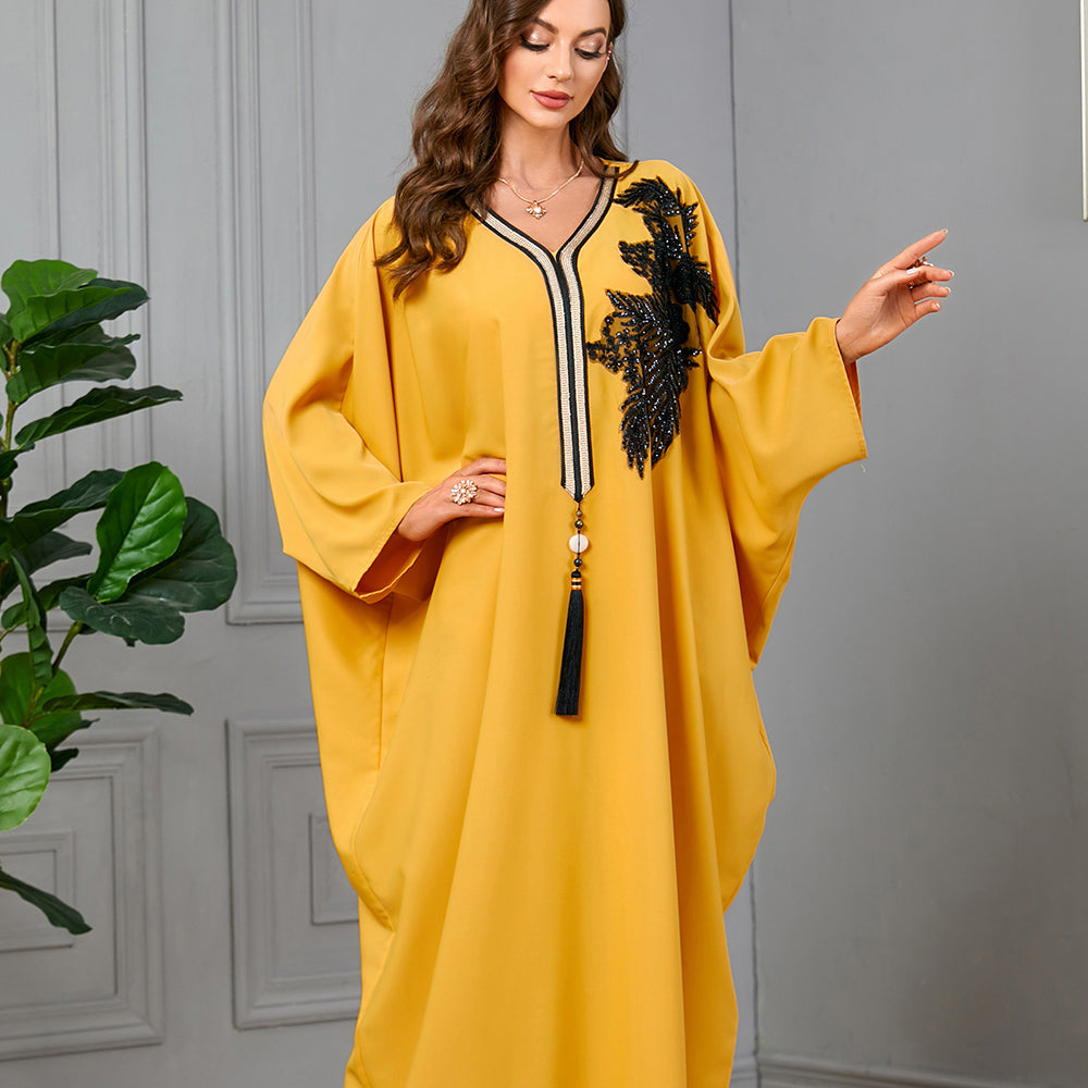 دراعة لون اصفر مع هدب للمناسبات - Lagonna | لاقونا