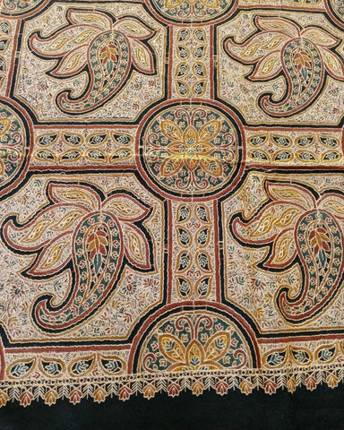 شال كشميري اصلي فاخر مطرز بالكامل