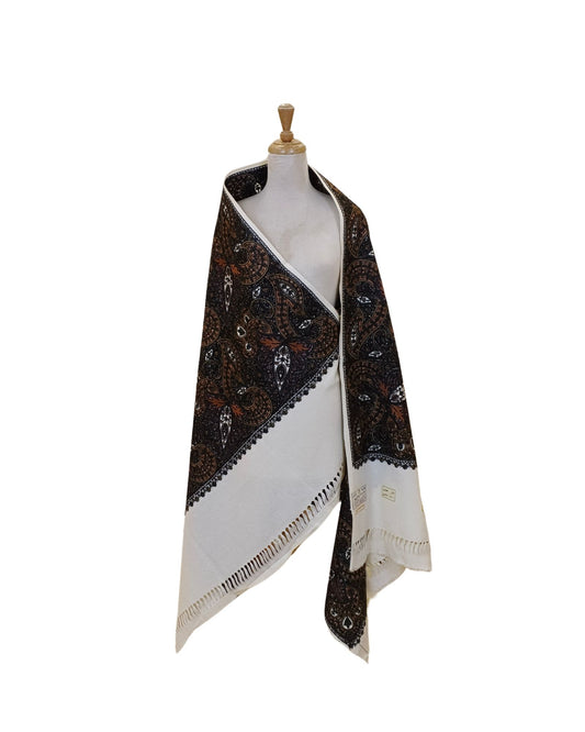 شال كشميري اصلي مطرز بالكامل طول مترين