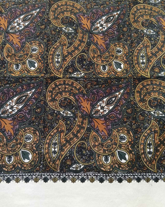 شال كشميري اصلي مطرز بالكامل طول مترين