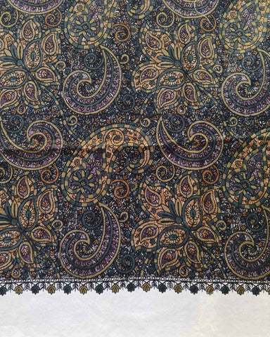 شال كشميري اصلي مطرز بالكامل طول مترين